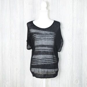 Eileen Fisher 100% Organic Linen Black Knit Top